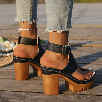 Vera - Sandalias de plataforma con tacón ancho