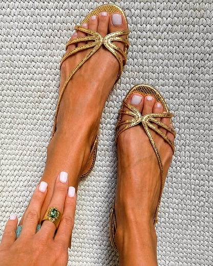 Sandra - Sandalias doradas elegantes de verano